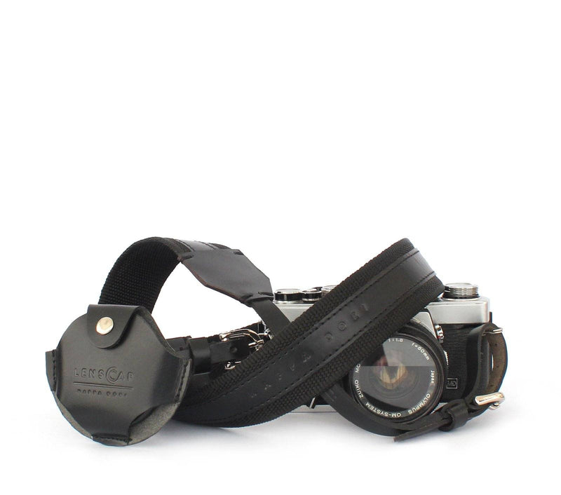 black canvas camera strap